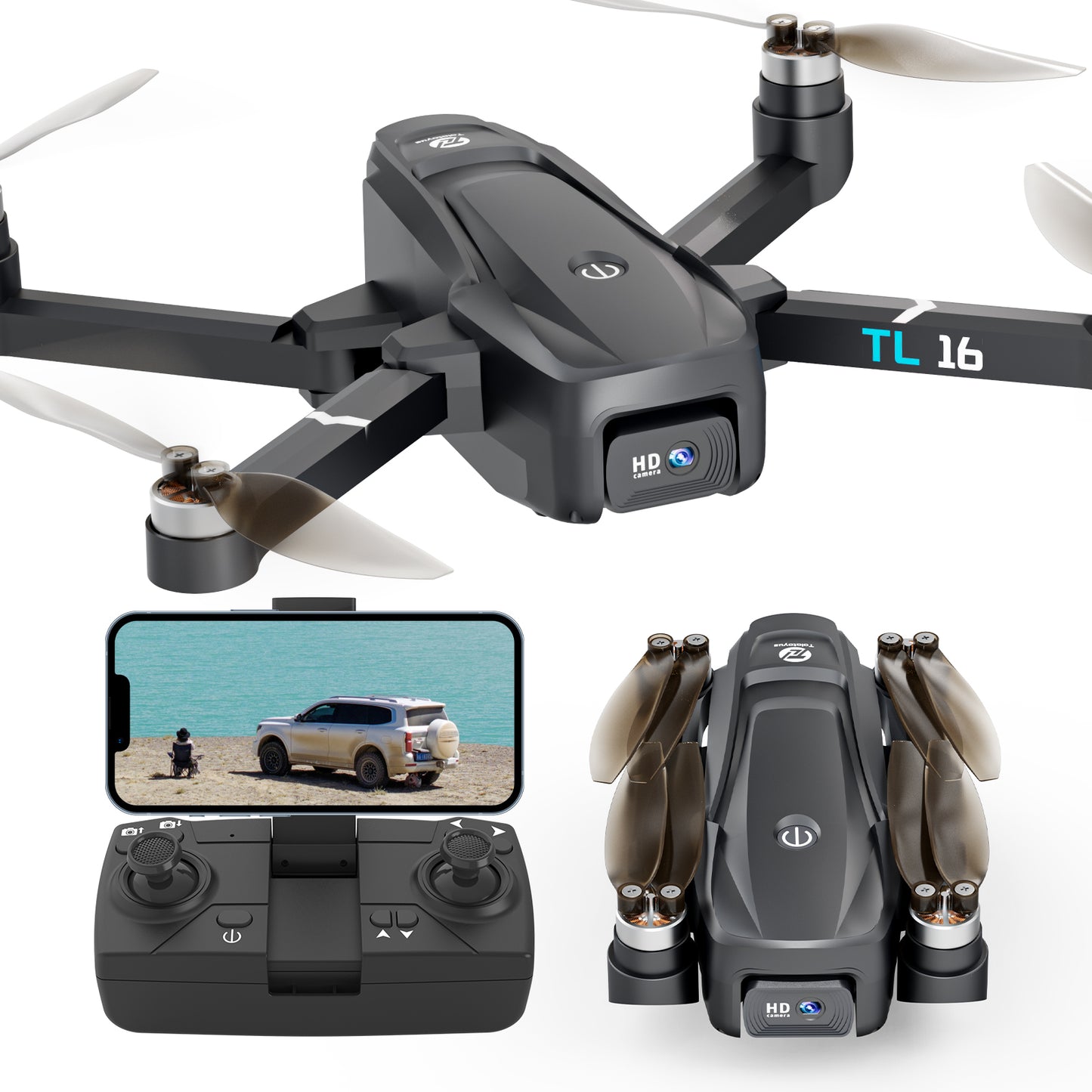 TL16 1080P Drone: Foldable, Brushless Motors, Dual Cameras, FPV RC Quadcopter for Adults & Beginners